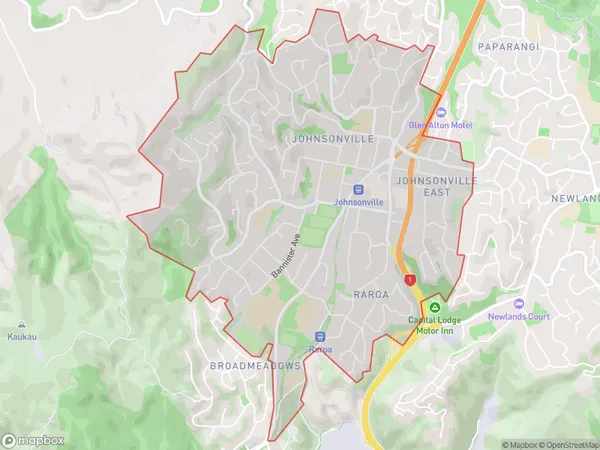 Johnsonville, Wellington Polygon Area Map