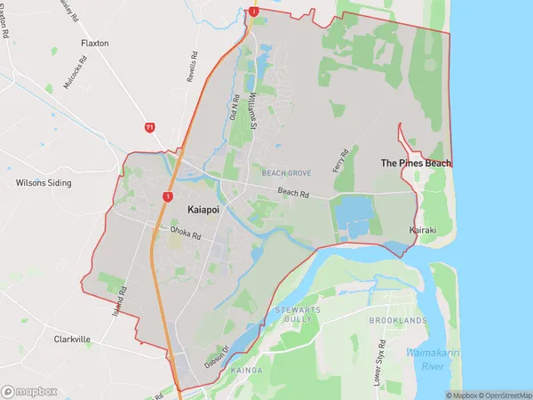 Kaiapoi, Canterbury Polygon Area Map