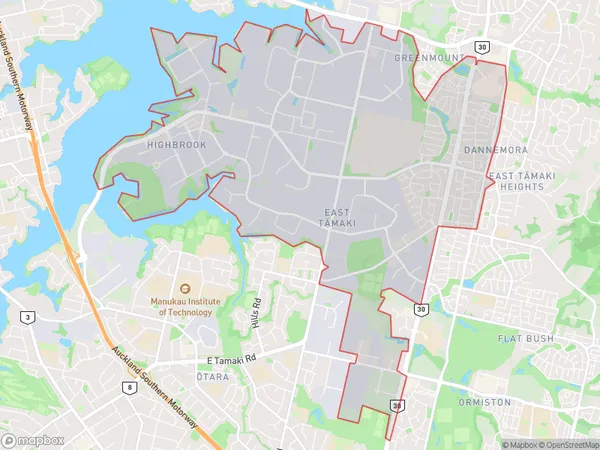 East Tamaki, Auckland Polygon Area Map