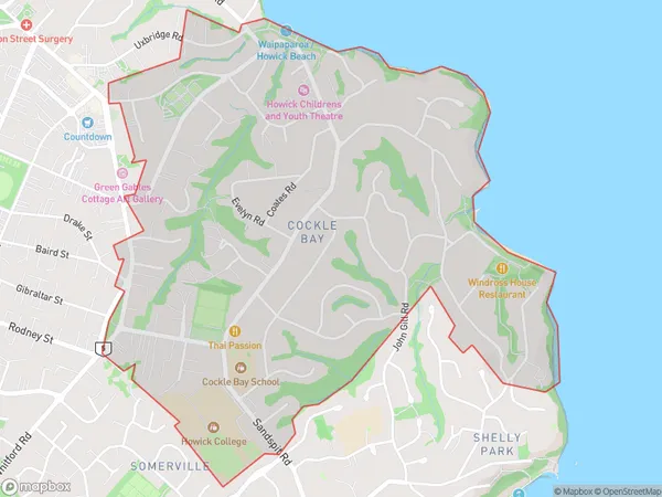 Cockle Bay, Auckland Polygon Area Map