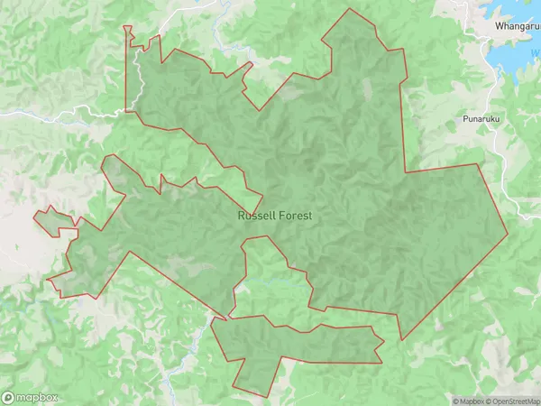 Russell Forest, Northland Polygon Area Map