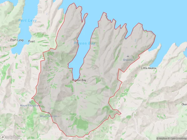 Pigeon Bay, Canterbury Polygon Area Map