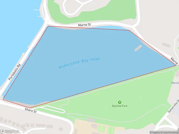 Andersons Bay Inlet, Otago Polygon Area Map