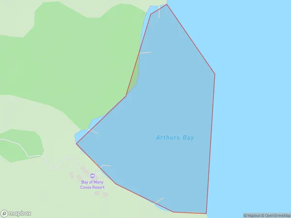 Arthurs Bay, Marlborough Polygon Area Map