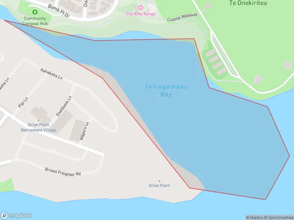 Tahingamanu Bay, Auckland Polygon Area Map