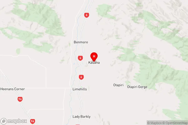 Kauana,Southland Region Map