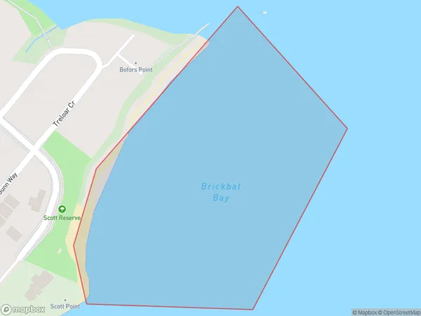 Brickbat Bay, Auckland Polygon Area Map