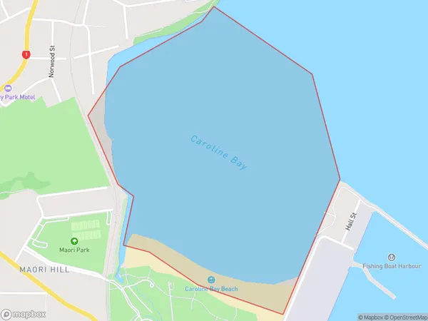 Caroline Bay, Otago Polygon Area Map