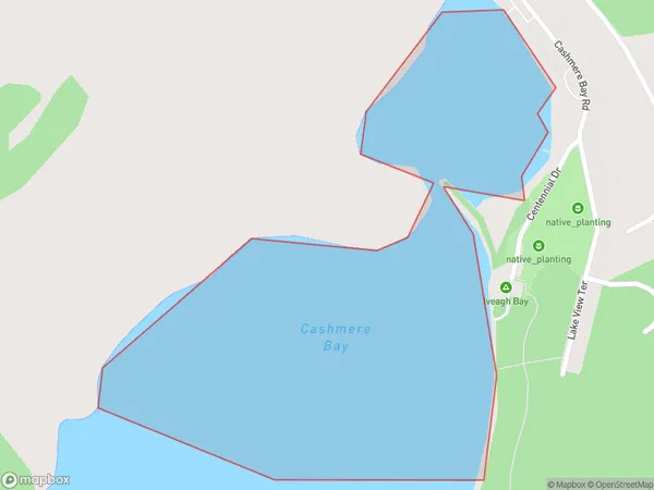 Cashmere Bay, West Coast Polygon Area Map