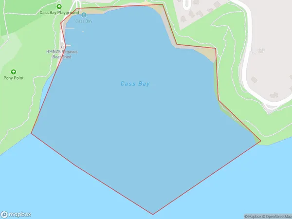 Motukauatirahi / Cass Bay, Otago Polygon Area Map