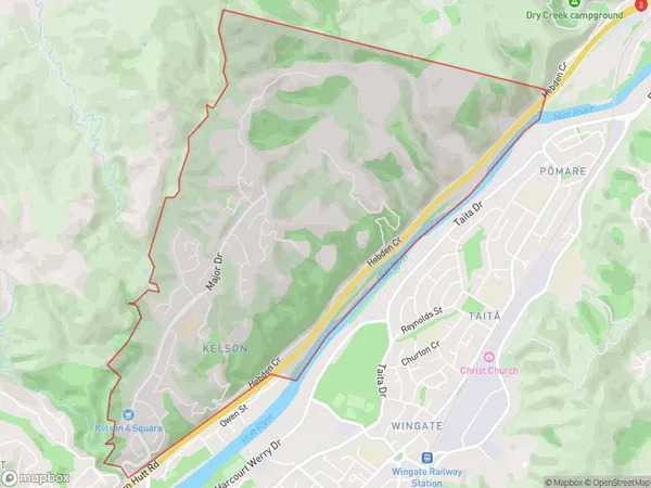 Kelson, Wellington Polygon Area Map