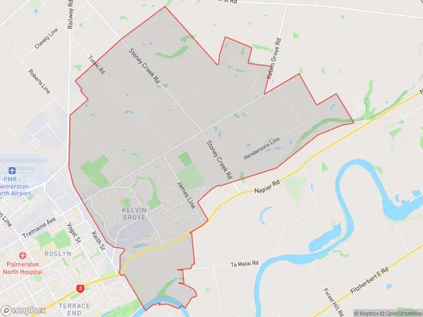 Kelvin Grove, Manawatu-Wanganui Polygon Area Map