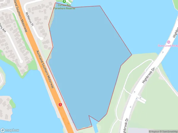 Curlew Bay, Auckland Polygon Area Map