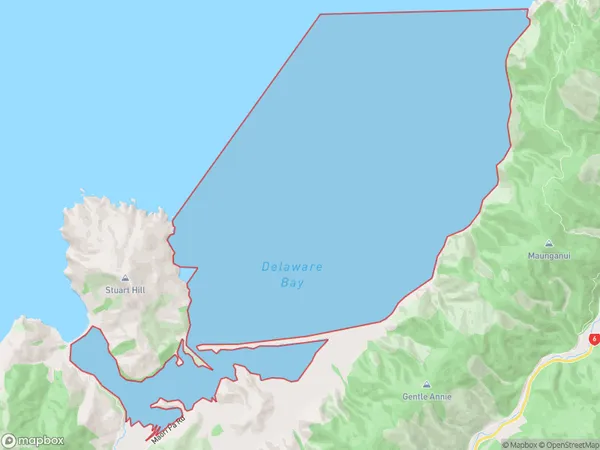 Delaware Bay, Otago Polygon Area Map