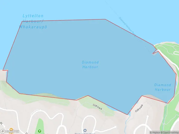 Te Waipapa / Diamond Harbour, Otago Polygon Area Map