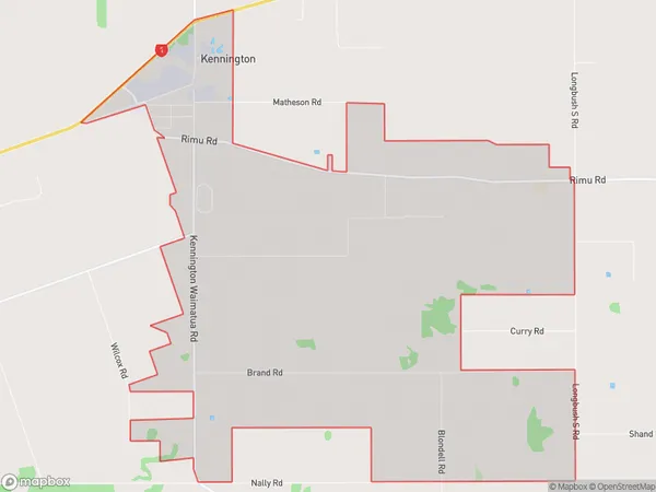 Kennington, Southland Polygon Area Map