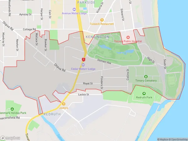 Kensington, Canterbury Polygon Area Map