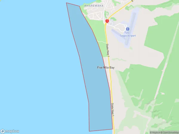 Five Mile Bay, Waikato Polygon Area Map
