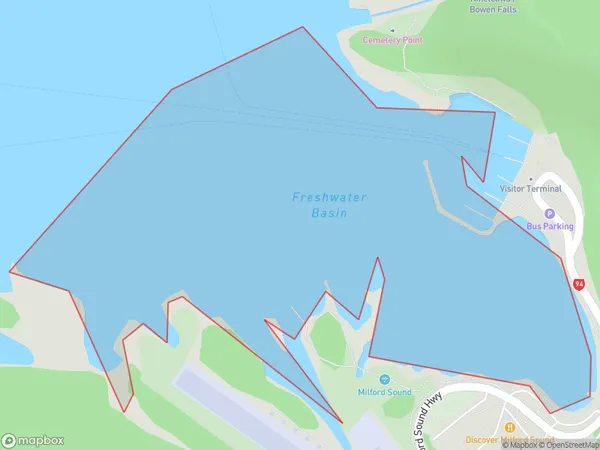 Freshwater Basin, Southland Polygon Area Map