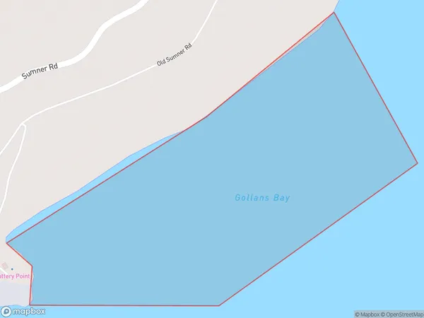 Otokitoki / Gollans Bay, Canterbury Polygon Area Map