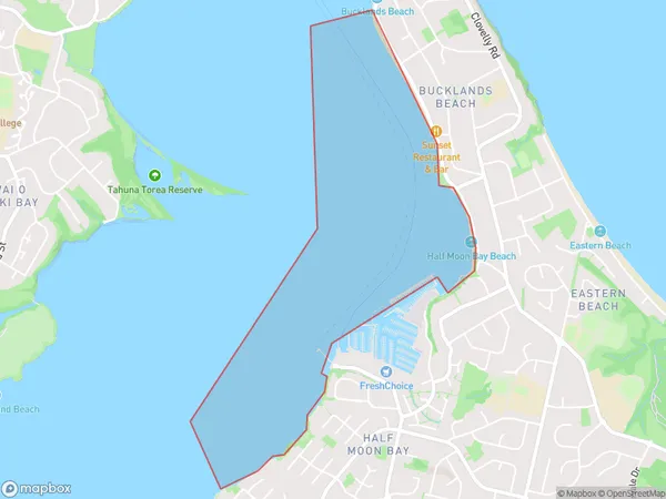 Half Moon Bay, Auckland Polygon Area Map