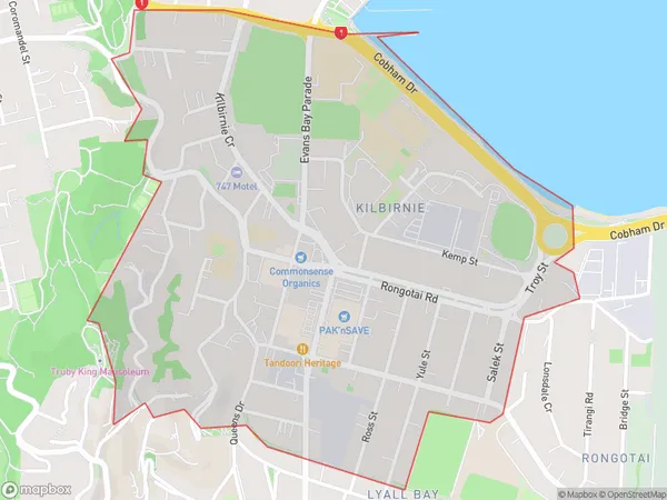 Kilbirnie, Wellington Polygon Area Map