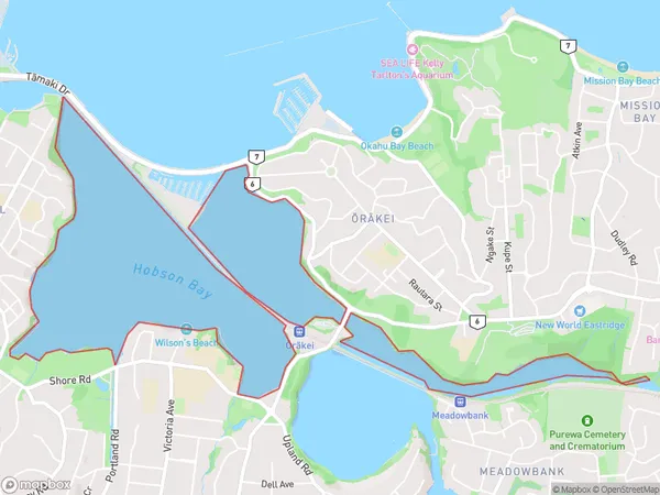 Hobson Bay, Auckland Polygon Area Map