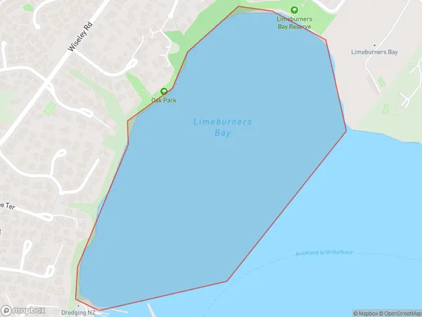 Limeburners Bay, Auckland Polygon Area Map