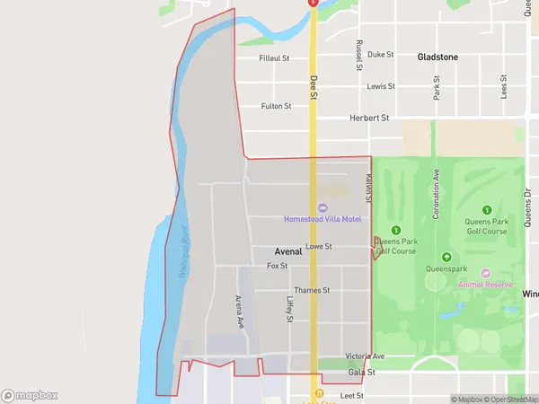 Avenal, Southland Polygon Area Map