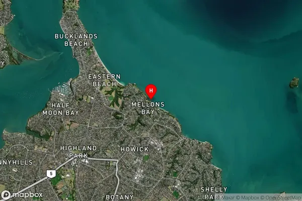 Mellons Bay,Auckland Satellite Map