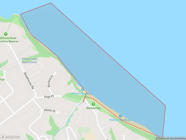 Mellons Bay, Auckland Polygon Area Map