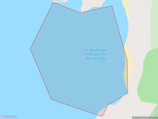 Te Unuhanga-a-Rangitoto / Mercer Bay, Auckland Polygon Area Map