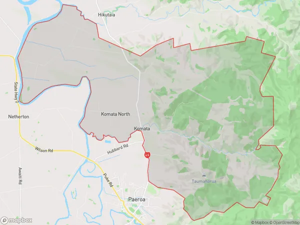 Komata, Waikato Polygon Area Map