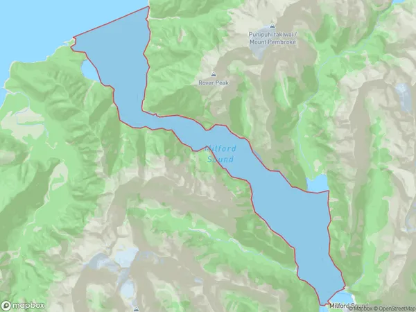 Milford Sound/Piopiotahi, Southland Polygon Area Map