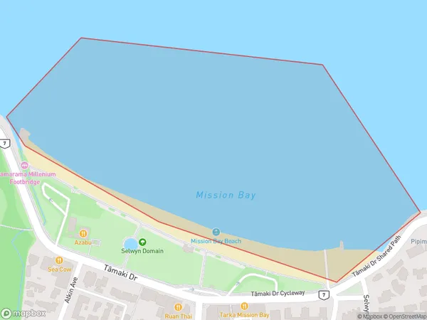 Mission Bay, Auckland Polygon Area Map