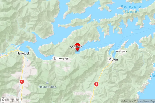 Okiwa Bay,Marlborough Region Map