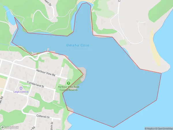 Omaha Cove, Auckland Polygon Area Map