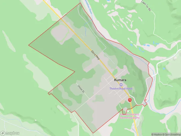 Kumara, West Coast Polygon Area Map