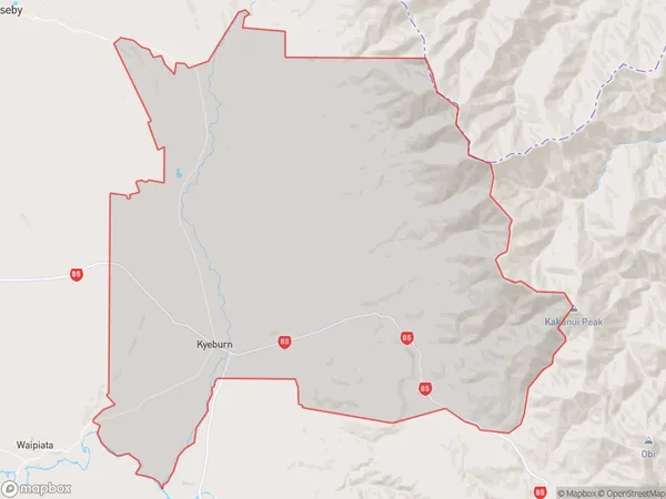 Kyeburn, Otago Polygon Area Map