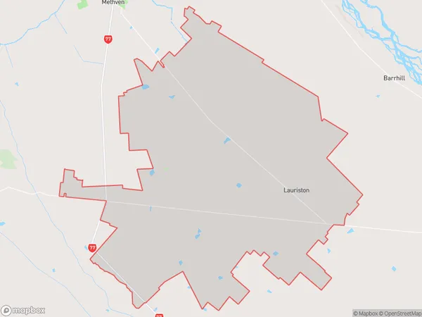 Lauriston, Canterbury Polygon Area Map