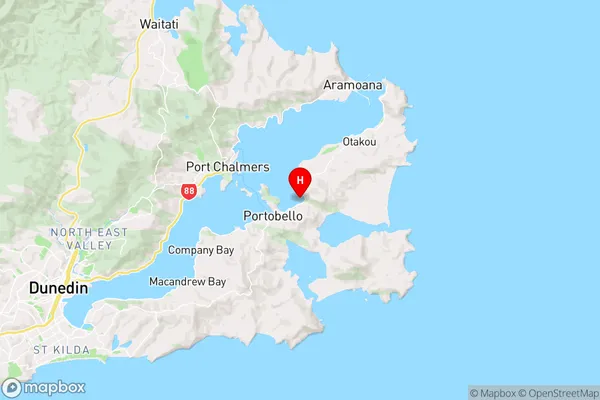 Portobello Bay,Otago Region Map