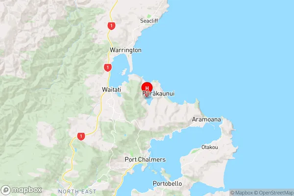 Purakaunui Inlet,Otago Region Map