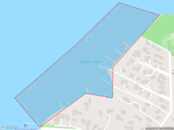 Sunset Bay, Auckland Polygon Area Map