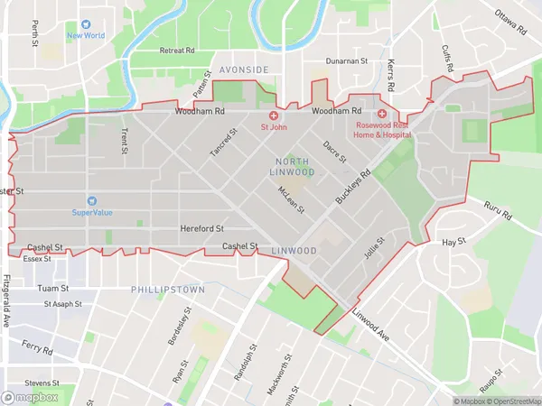 Linwood, Canterbury Polygon Area Map