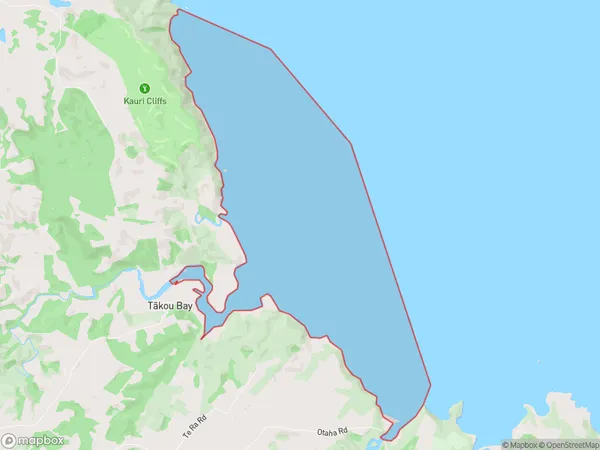 Takou Bay, Otago Polygon Area Map