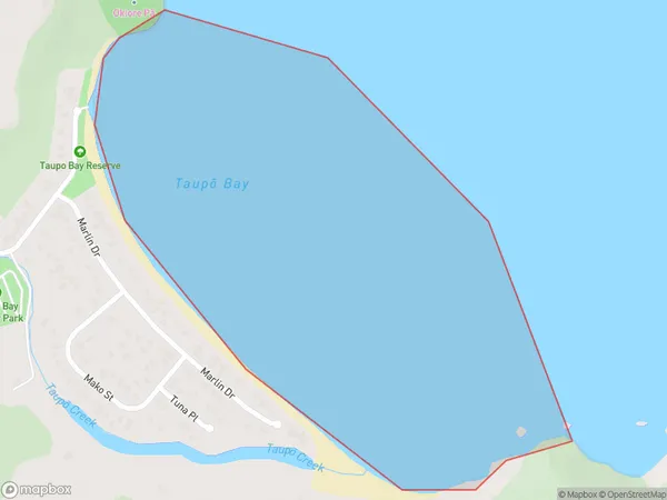 Taupo Bay / West Bay, Northland Polygon Area Map