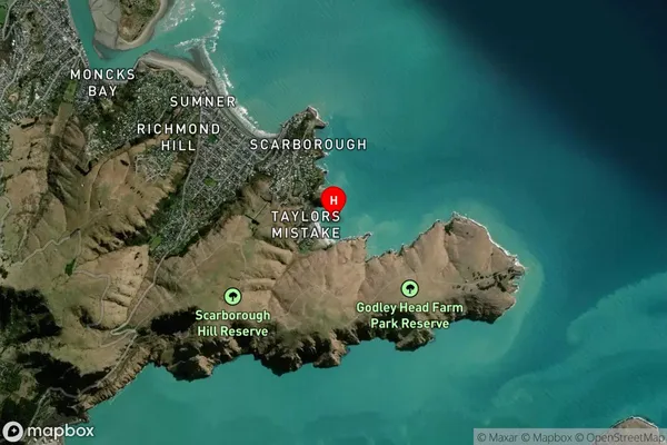 Taylors Mistake,Canterbury Satellite Map