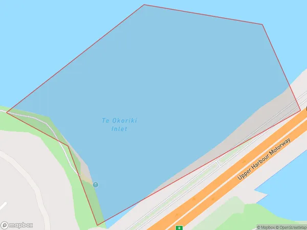 Te Okoriki Inlet, Auckland Polygon Area Map