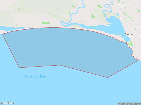 Toetoes Bay, Southland Polygon Area Map