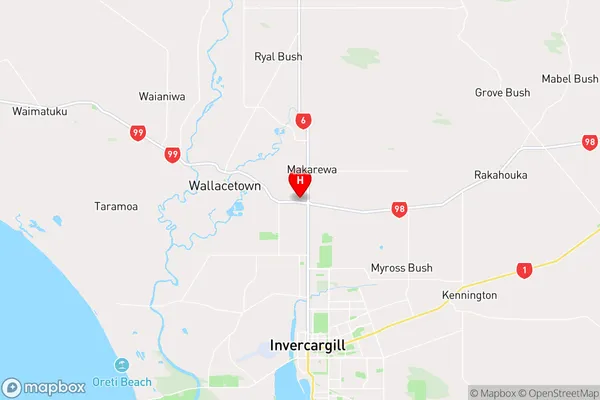 Lorneville,Southland Region Map